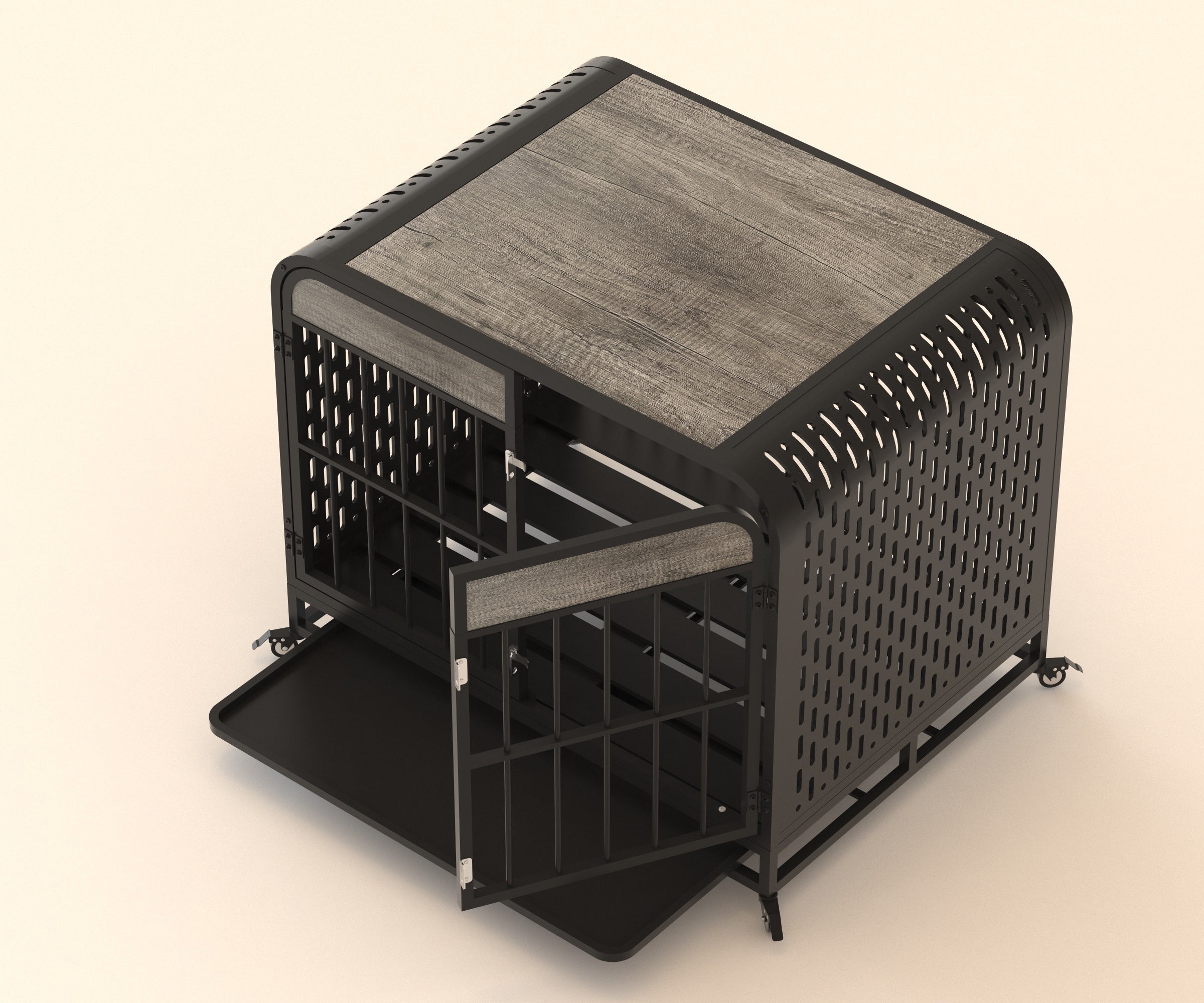 Heavy Duty Dog Crate Furniture Wooden Table 33-inch Grey