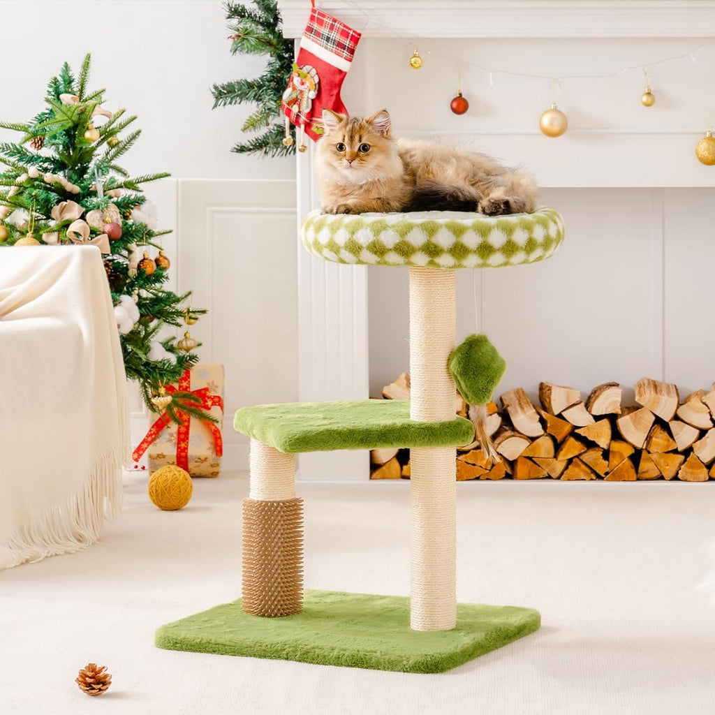 Large Cat Tree Tower For Adult Cats - Multi-Level Scratching Post With Removable Perch & Interactive Toys, Indoor Cat Furniture For Kittens Green