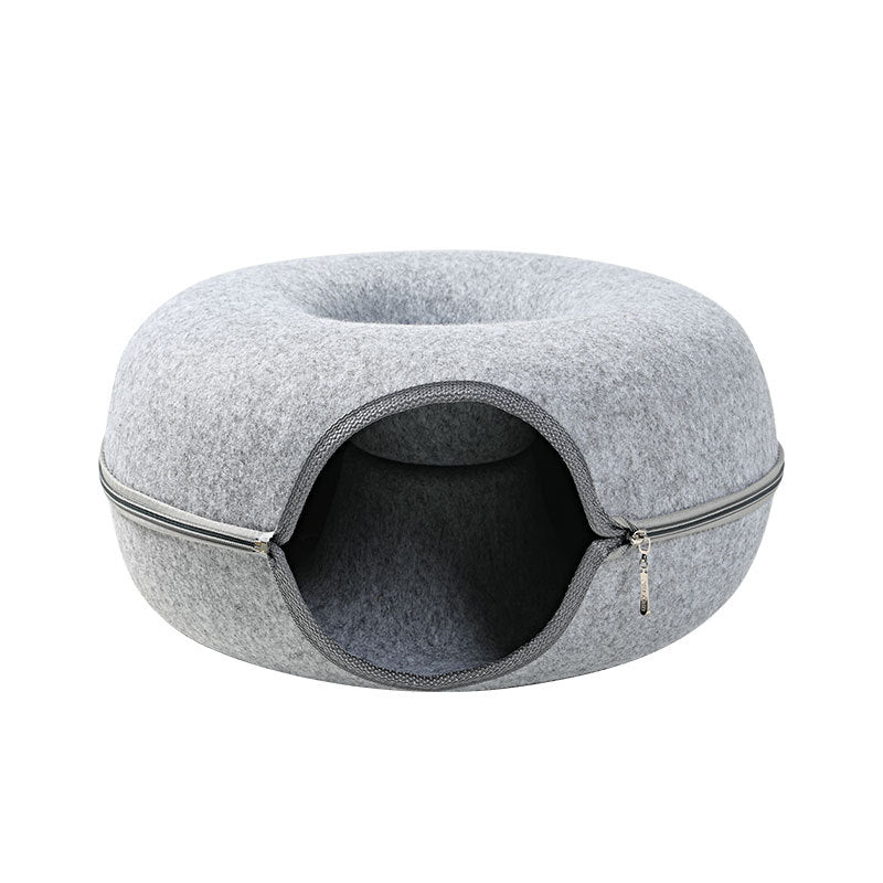 Four Seasons Round Woolen Felt Cat Tunnel Nest