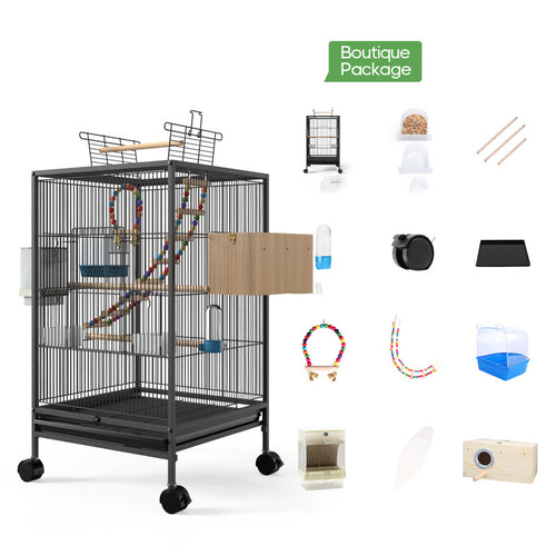 Bird Cage With Feeder Toy Grass Nest and Breeding Box