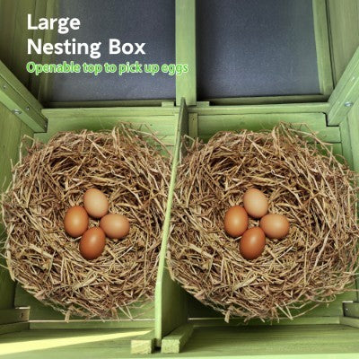 11.12 Ft Large Wooden Chicken Coop With 2 Free Range Doors  2 Nesting Boxes  Perch  Outdoor Hen House Poultry Cage