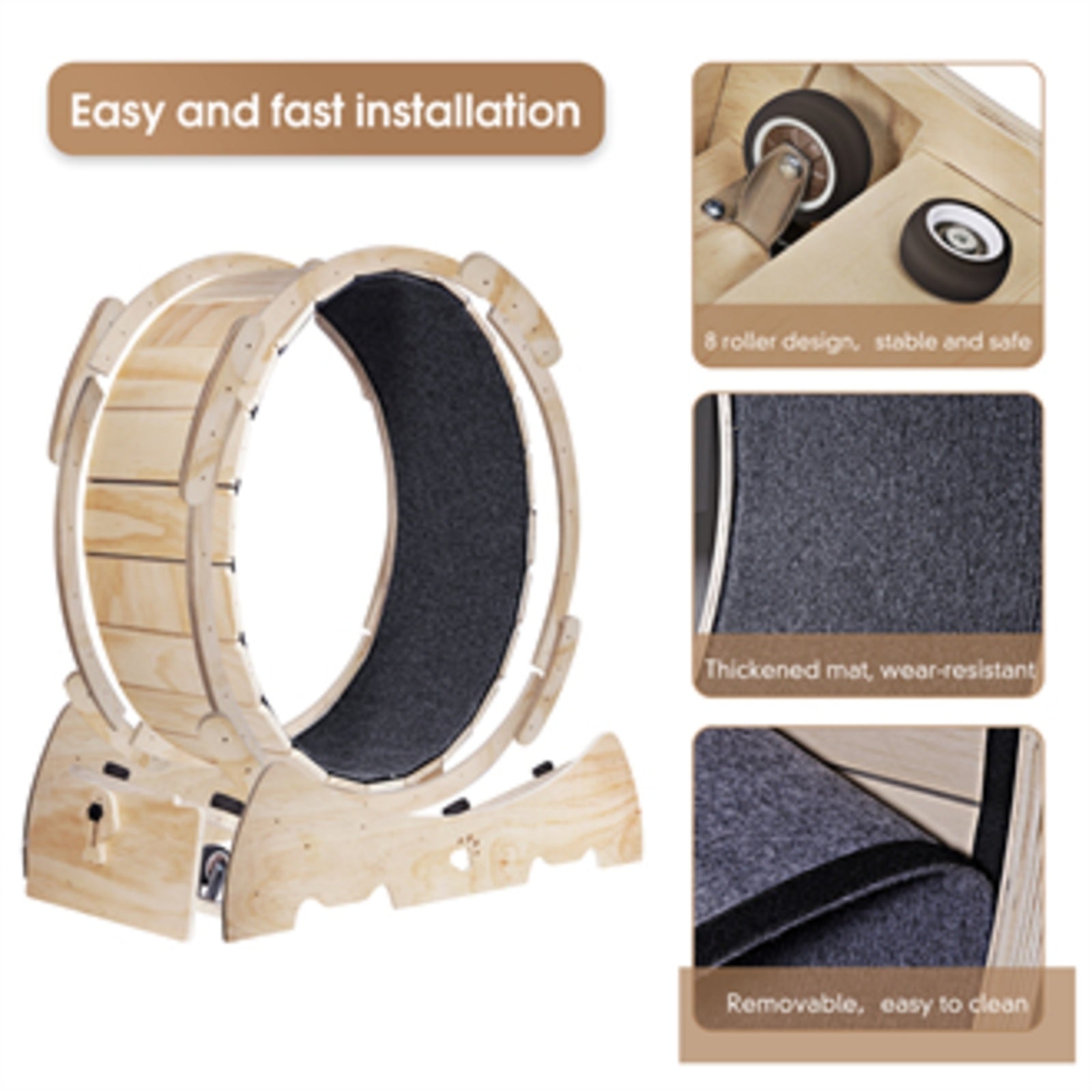 Cat Exercise Wheel For Indoor Cats, Running Wheel With Carpeted Runway