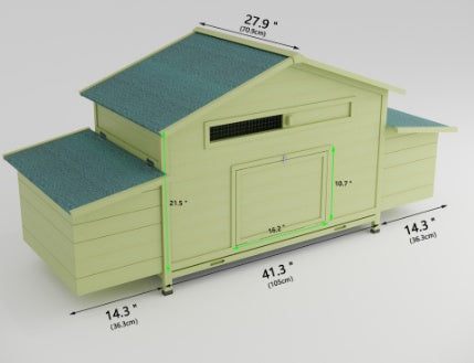 11.12 Square Feet Large Wooden Chicken Coop With 2 Free Range Doors, 2 Nest Boxes, And Chicken Perch Inside