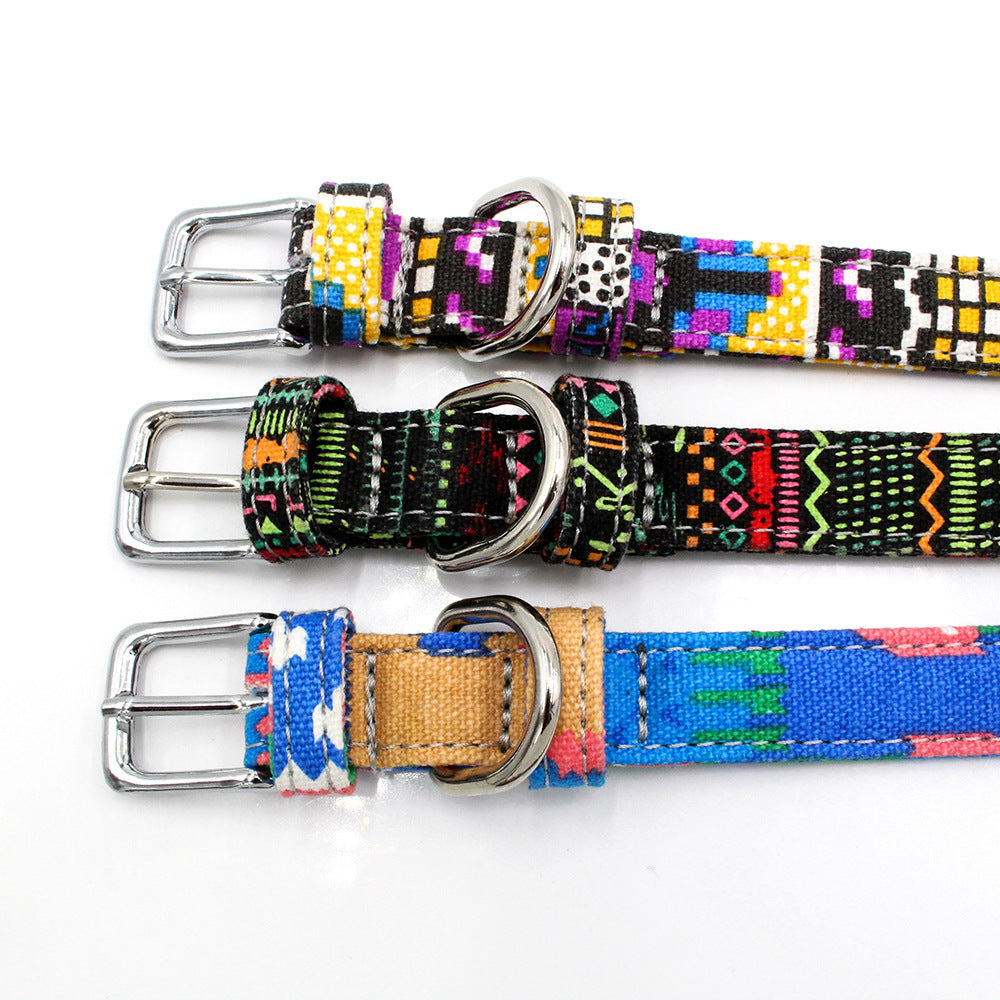 Pet Collar Double Layer Colorful Fabric Dog Collar