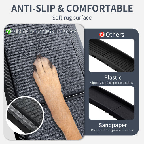 Dog Ramp For Car, 63 Long 17 Wide Folding Portable Pet Stair Ramp With Non-Slip Rug Surface, Extra Wide Dog Steps For Medium & Large Dogs Up To 250LBS Enter A Car, SUV  Truck