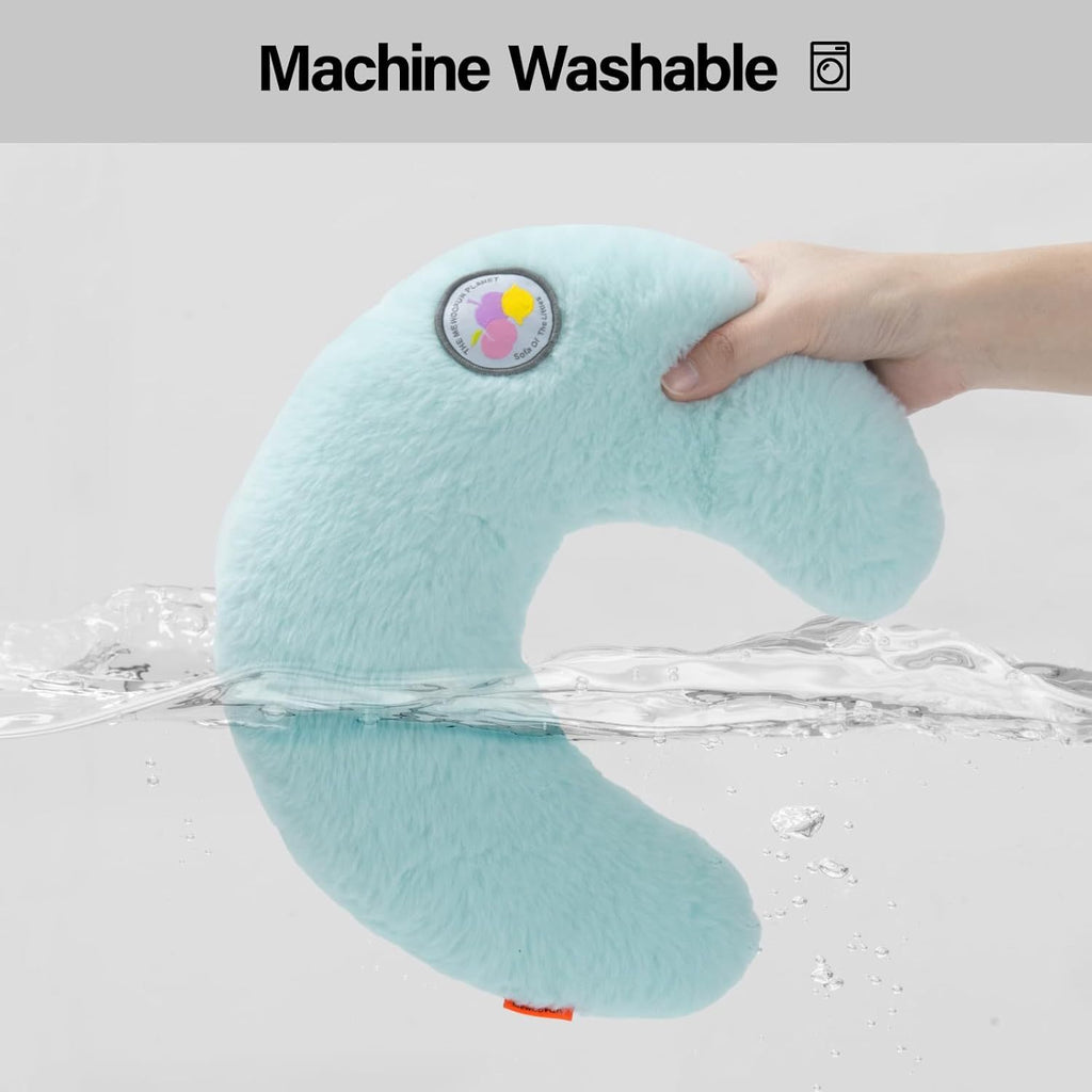 MEWOOFUN U-Shaped Orthopaedic Pet Pillow - 10.6x9.8 Inch Fluffy Support For Cats & Puppies, Joint Relief & Improved Sleep Blue