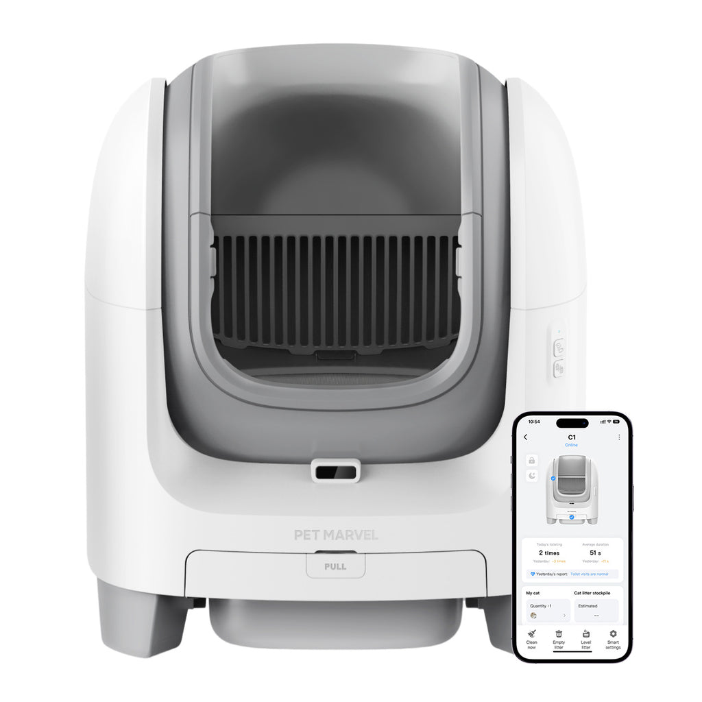 PETMARVEL C1 Large Open Top Smart WiFi Self-Cleaning Litter Box, White