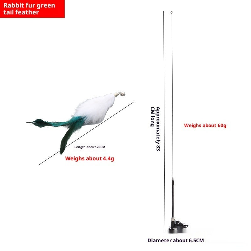 Steel Wire Feather Funny Cat Stick Long Rod