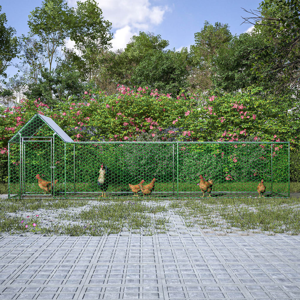 Metal Chicken Coop,Walk-in Chicken Run,Poultry Chicken Hen Pen Cage,Rabbits Duck Cages,With Cover