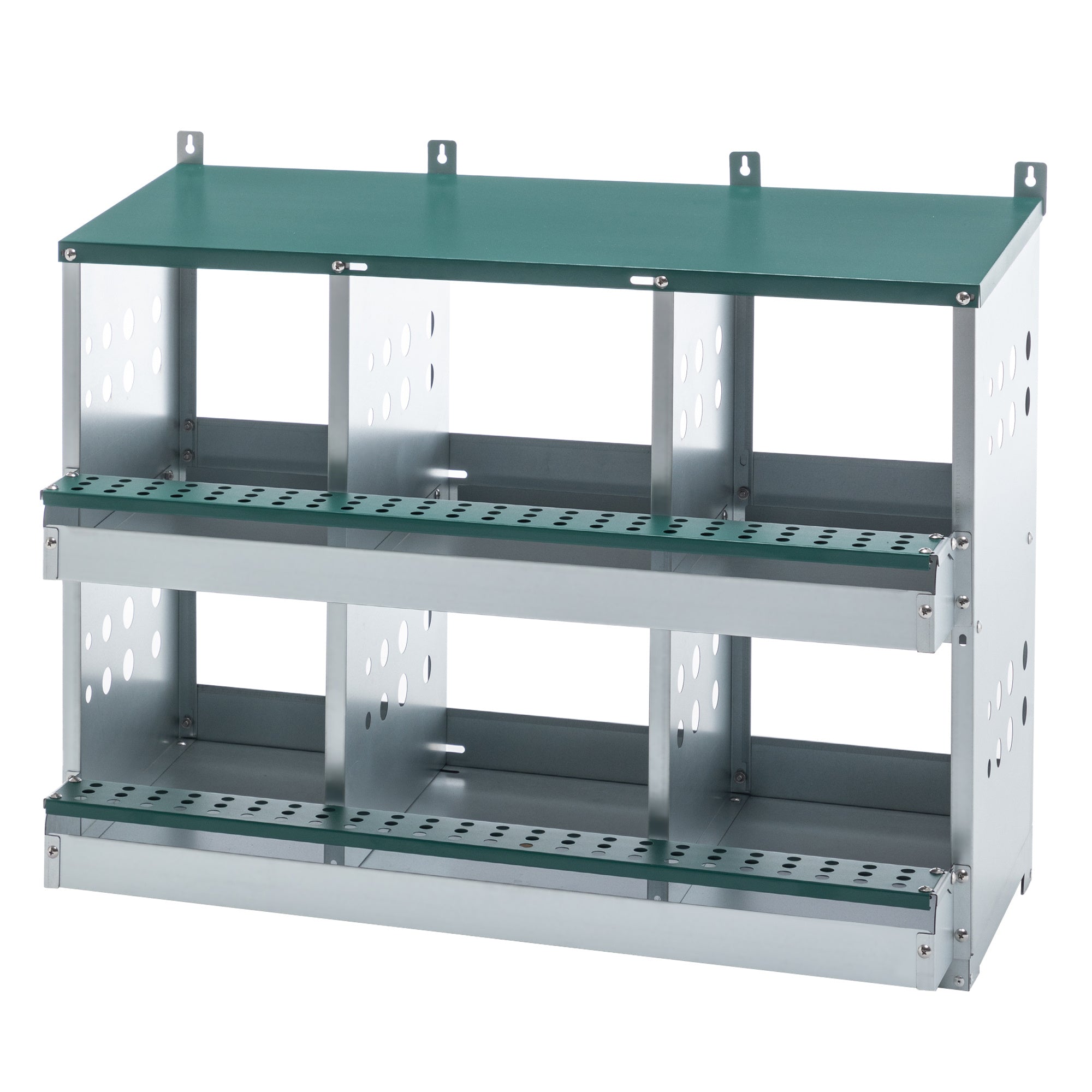 6 Compartments Chicken Nesting Box For Laying Eggs, Roll Away Chicken Laying Boxes, Green
