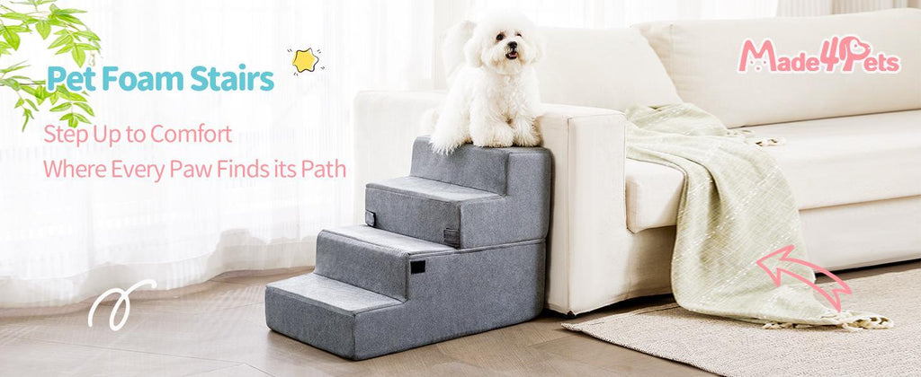 Four-step Dog Bed Indoor Non-slip Balance Pet Ramp Gray