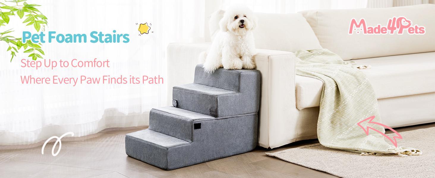 Four-step Dog Bed Indoor Non-slip Balance Pet Ramp Gray