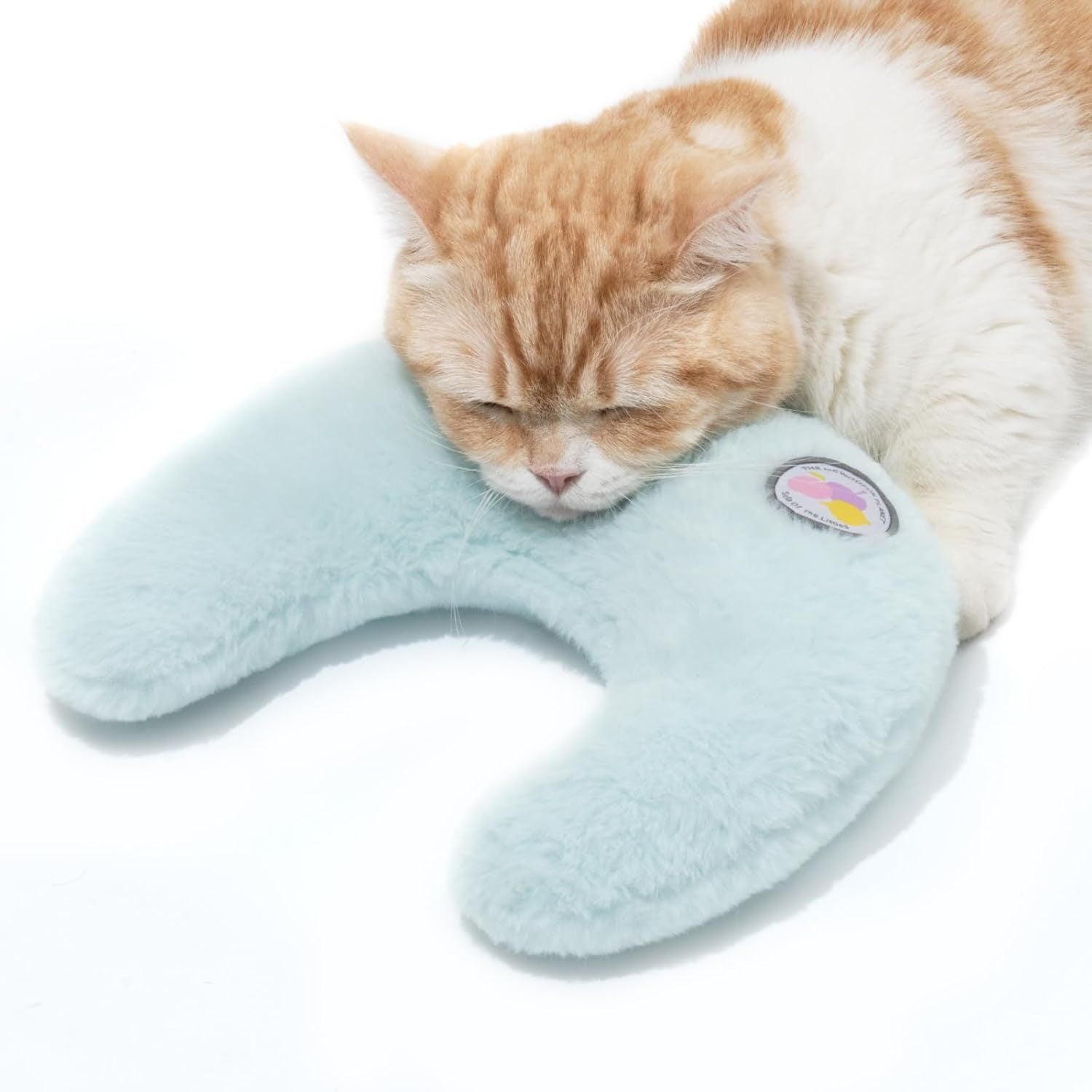 MEWOOFUN U-Shaped Orthopaedic Pet Pillow - 10.6x9.8 Inch Fluffy Support For Cats & Puppies, Joint Relief & Improved Sleep Blue