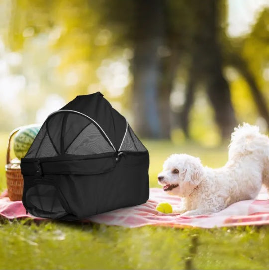 4 Wheels Pet Stroller Foldable Carrier Strolling Cart Travel Jogger Pet Stroller With Removable Liner Storage Basket For Dog Cat