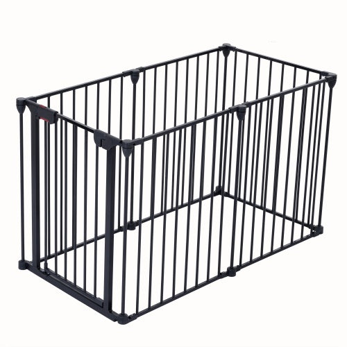 150 Adjustable Safety Gate 6 Panels Play Yard Metal Doorways Fireplace Fence Christmas Tree Fence Gate For House Stairs Gate Prohibited Area Fence