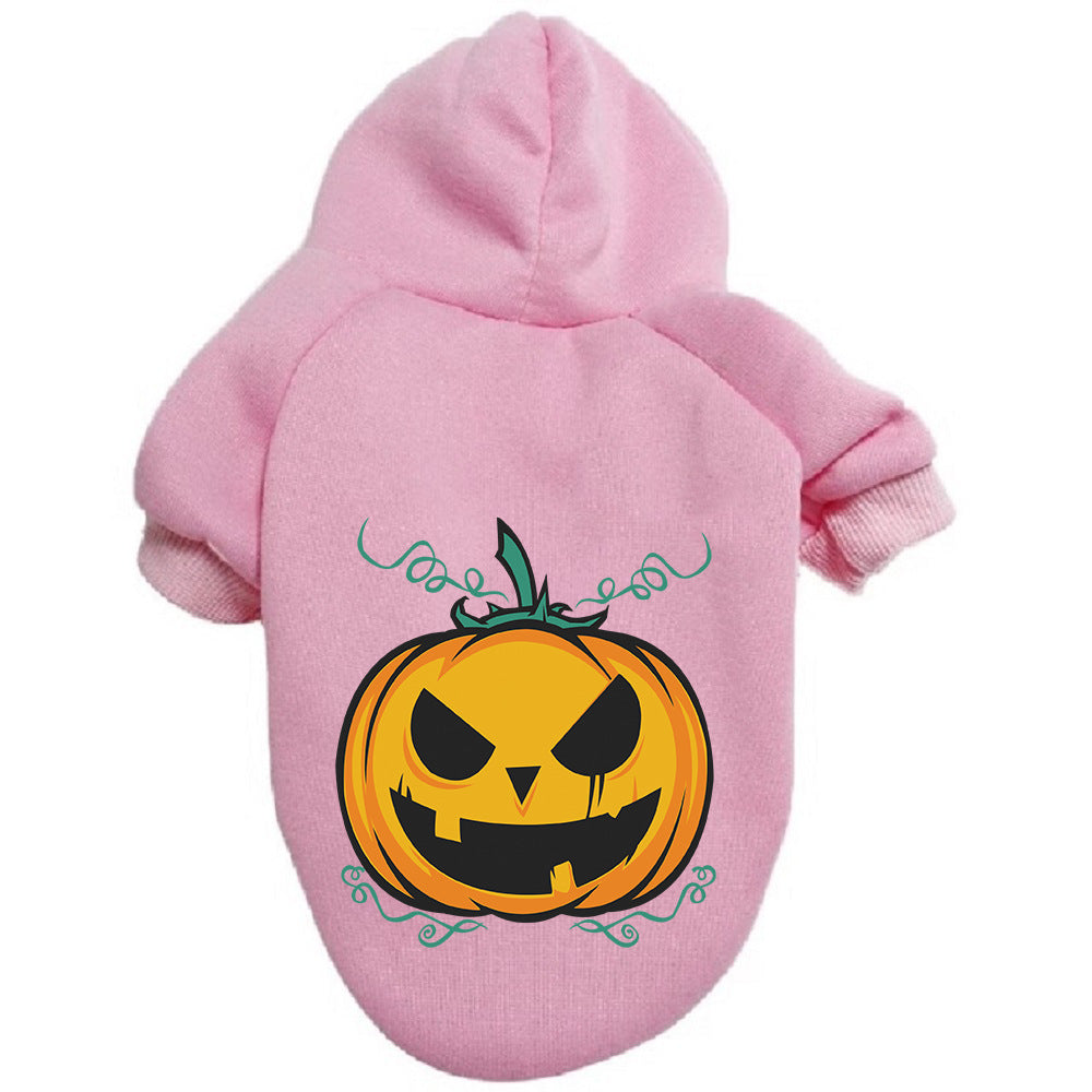 Halloween Pumpkin Dog Pattern Sweater Clothes Dog Hoodie With Hat
