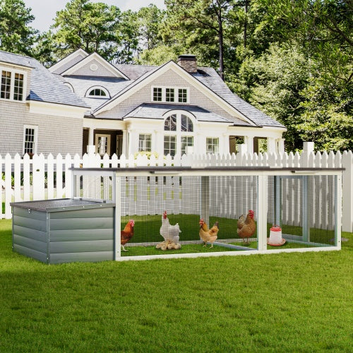 20.93ft  Large Wooden Chicken Coop Outdoor Hen House With Nesting Box  Weatherproof Asphalt Roof Walk In Poultry Cage With Secure Locks Metal Mesh Run For  Farm Use