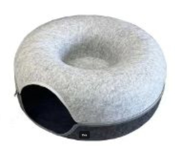 Four Seasons Round Woolen Felt Cat Tunnel Nest