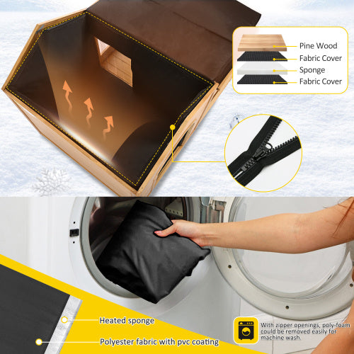 60.2  Large Outdoor Dog House With Insulated Liner For Winter Waterproof Dog Kennel For Medium & Large Dogs, Dog House With Porch And Asphalt Roof And Elevated Floor, Nature