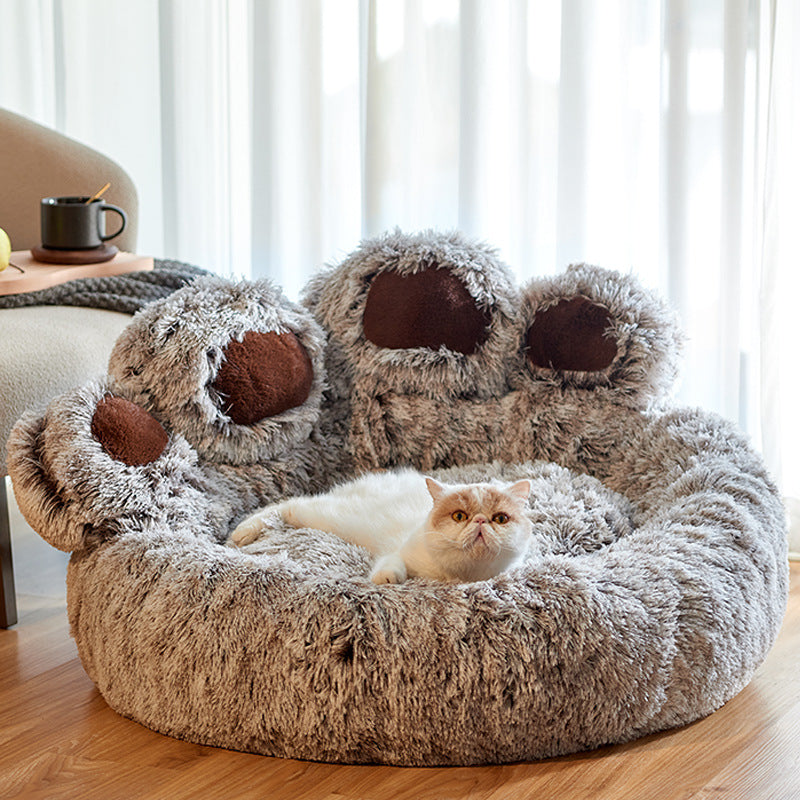 Paw Pet Bed - Dog & Cat Round Bed