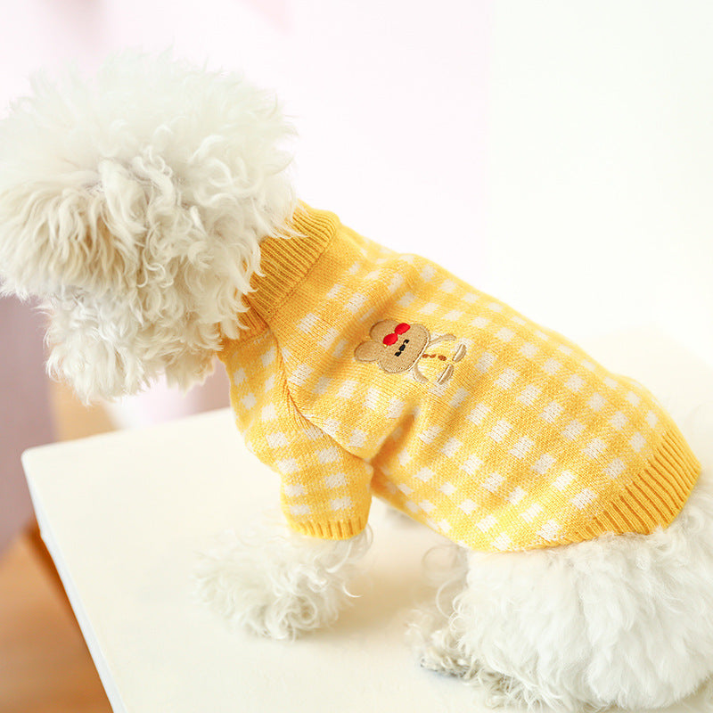 Bowknot Dog & Cat Sweater - Hollow Knit Sweater