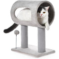 Gray Indoor Tunnel Bed Cat Tree with Toy Ball and Scratching Post