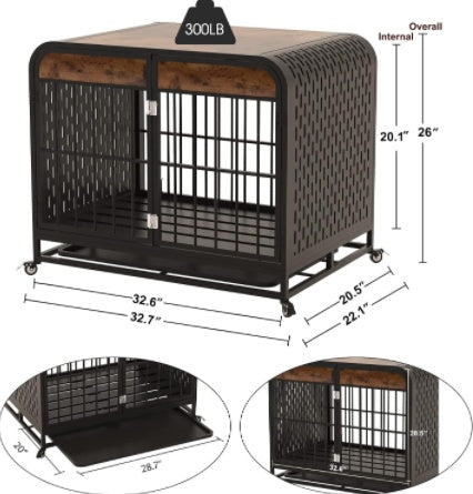 Heavy Duty Dog Crate Furniture Wooden Table 33inch Brown