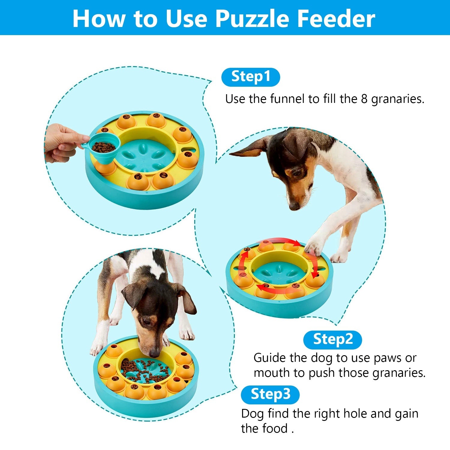 1Pc Dog Puzzle Food Feeder Slow Feeding Bowl Interactive Toy Dog Treat Dispensing Toy For IQ Training Mental Enrichment For Small Medium Large Dog Cat