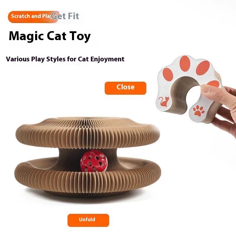 Cat Curl Scratching Board Magic Organ Cat Toy Recyclable Corrugated Cardboard Scratch-Resistant And Wear-Resistant Foldable Wood Grain Interactive Cat Scratching Toy