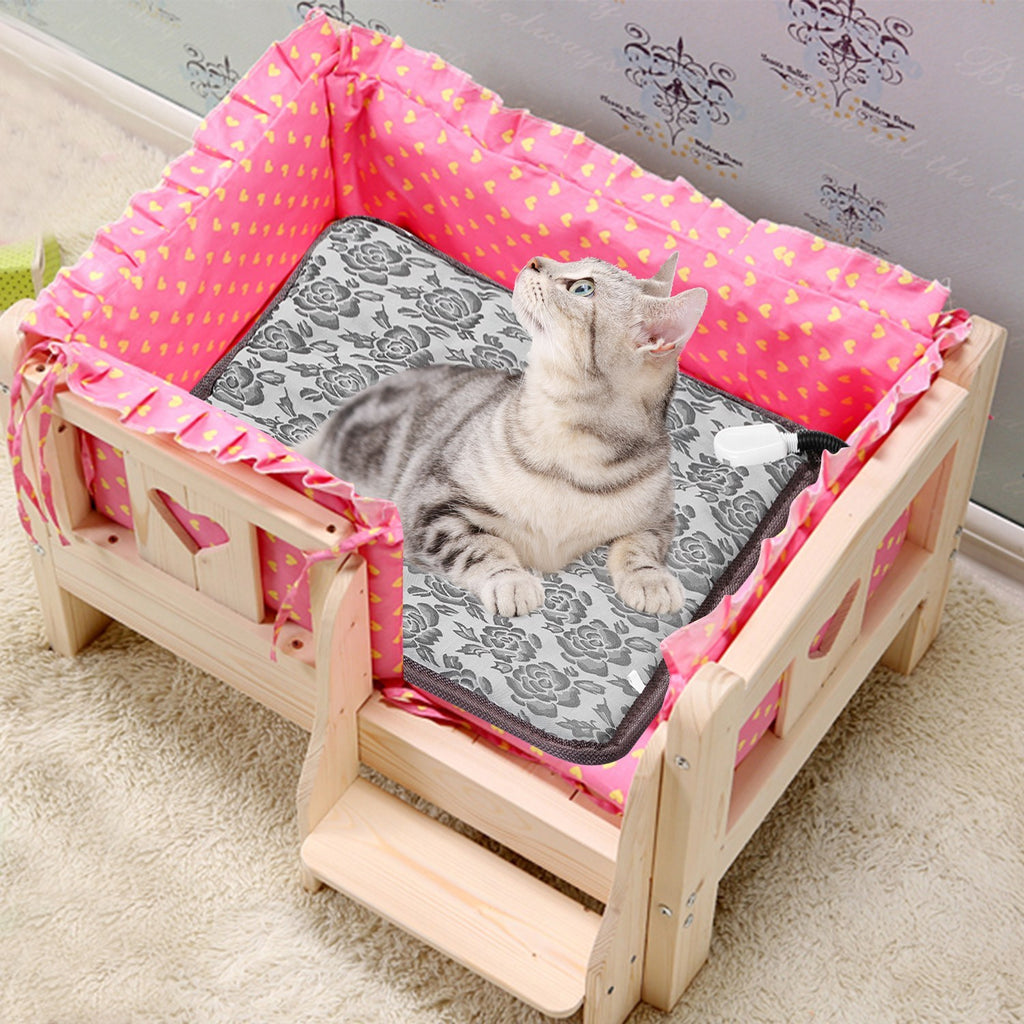 Pet Heating Pad Dog Cat Electric Heating Mat Waterproof Adjustable Warming Blanket With Chew Resistant Steel Cord Case