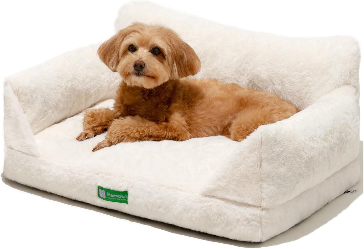 Dog Cat Sofa Bed - Washable Pet Bed With Removable Cover & Non-Slip Bottom For Indoor Cats & Small Dogs White, Medium