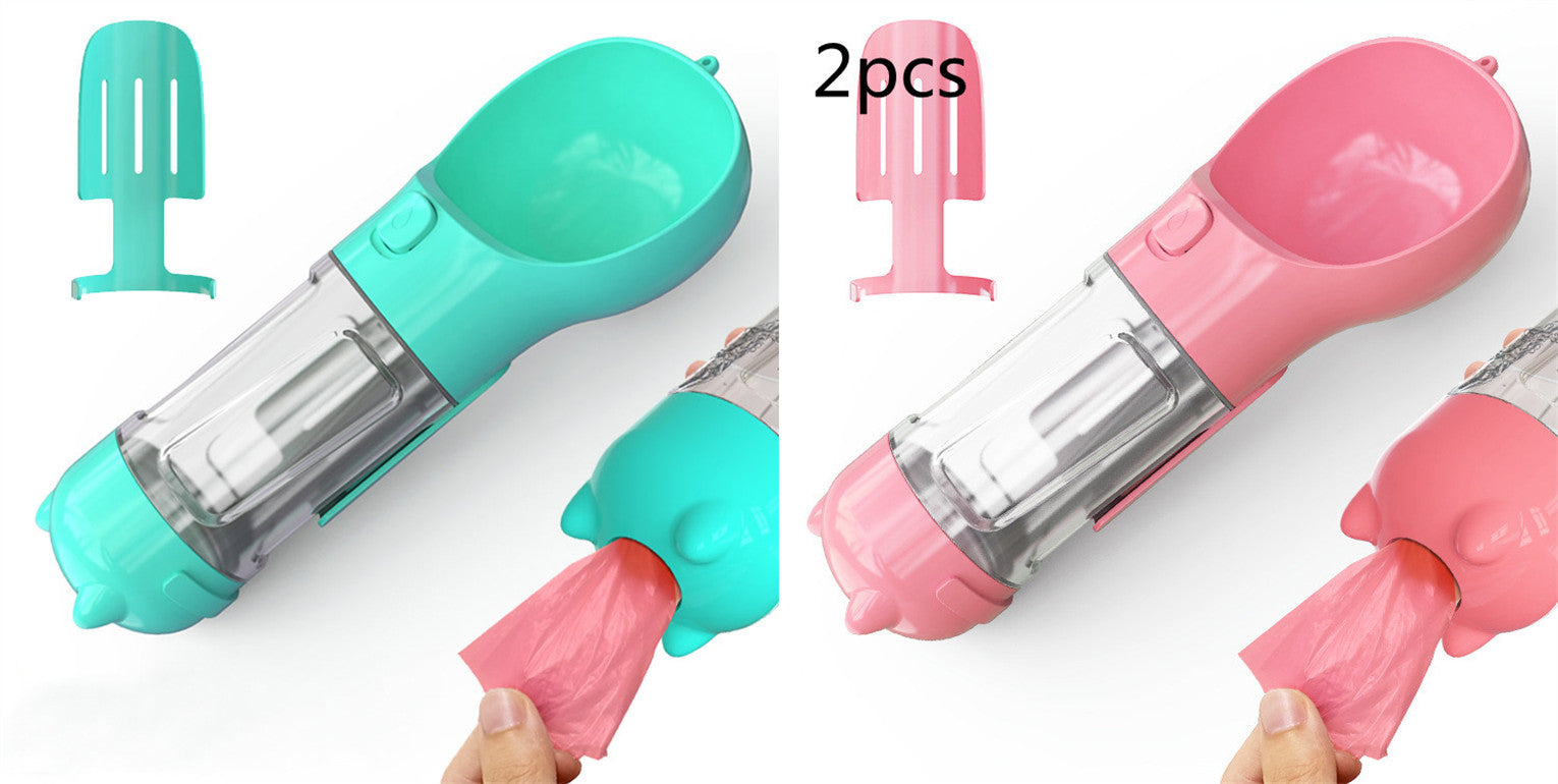 3 in 1 Dog Water Bottle - Feeder Bowl - Bag Storage