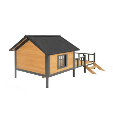 Outdoor Large Wooden Cabin House Style Wooden Dog Kennel With Porch