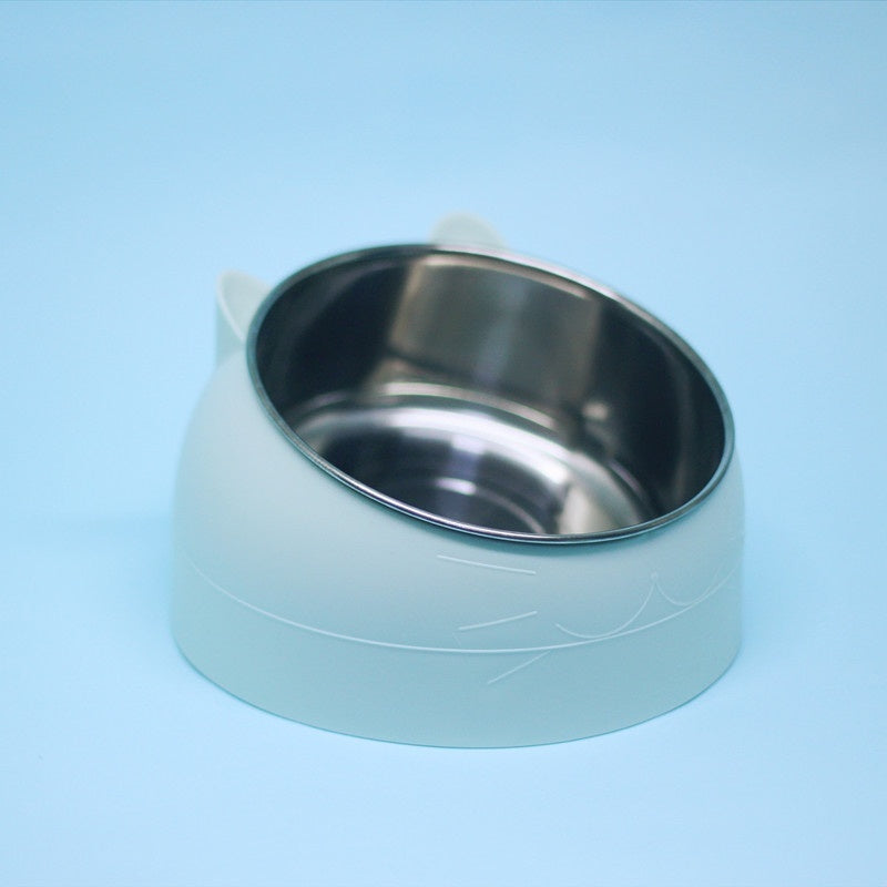 Stainless Steel Dog Bowl Double Bowl Cervical Protection Oblique Mouth Hot Pet Food Basin Supplies