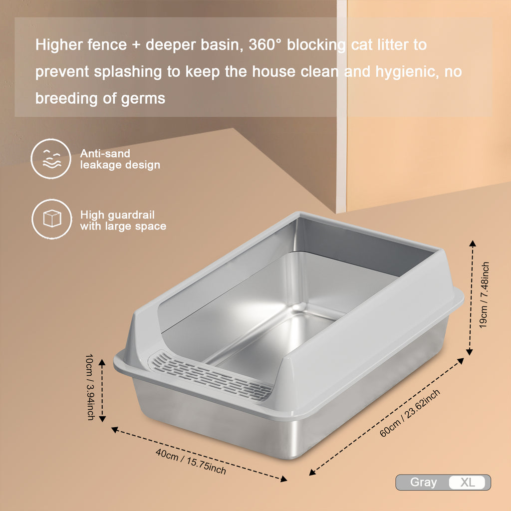 Stainless Steel Litter Box Semi-enclosed (only ship inside USA)