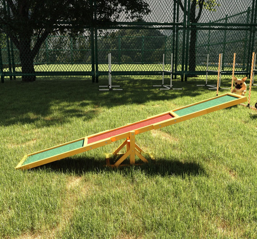 Wooden Dog Agility Seesaw, Training And Exercise Equipment, Weather Resistant, 71  L, Natural