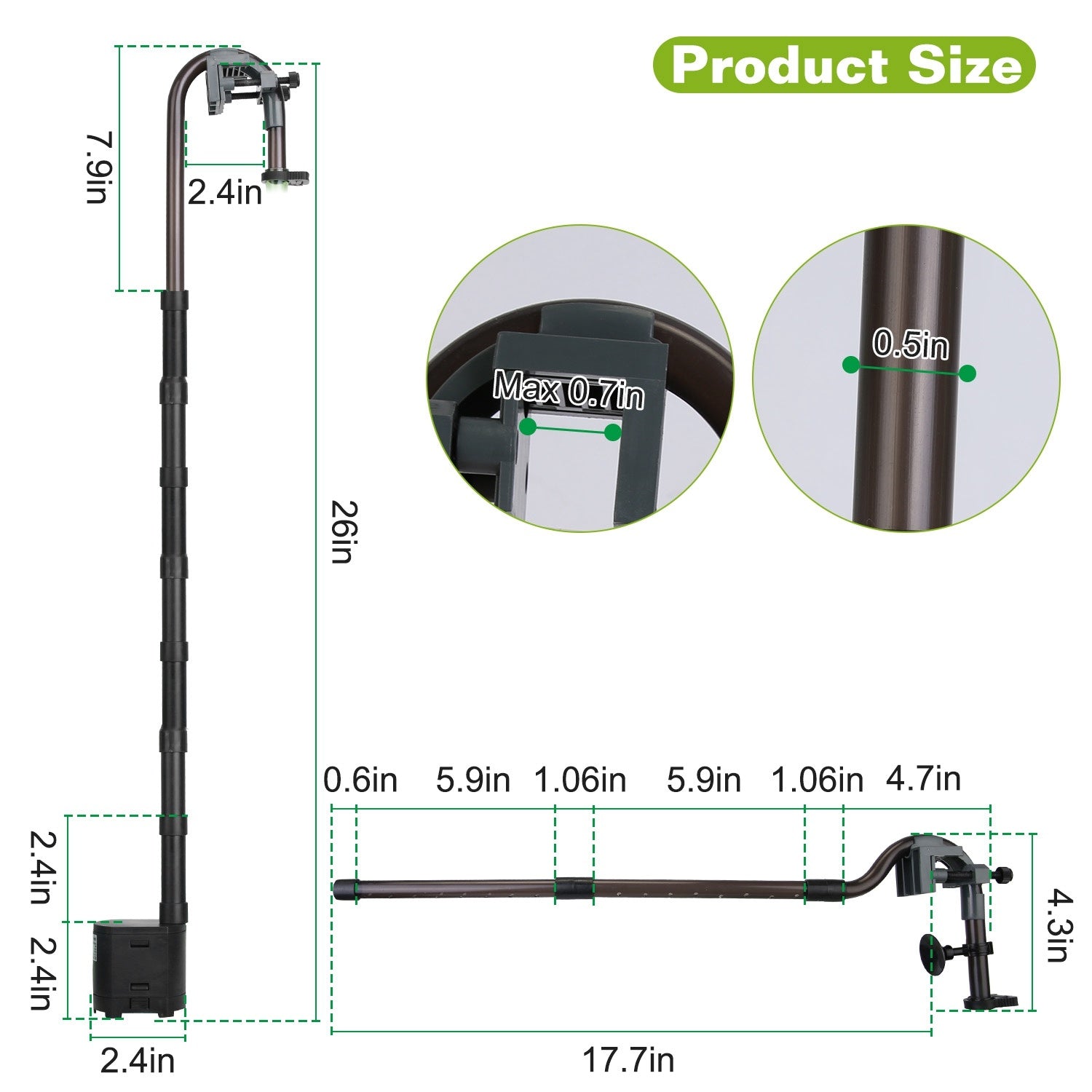 1Pc 3-Stage External Canister Filter For Aquarium Fish Tank With 600L-H Flow Rate 35.4in Max Height 6W Easy Installation Silent