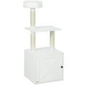 Cat Tree with Litter Box Enclosure, Scratching Posts, Bed, Climbing Platforms