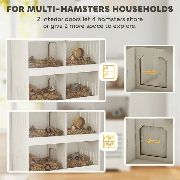 Large Hamster Cage For Multiple Small Pets, Rat Cage With Storage Cabinet, Clear Transparent Panels