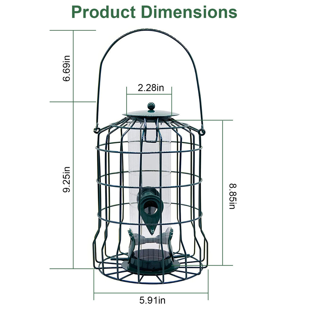 Outdoor Wild Bird Feeder Squirrel-Proof Chew-Proof Metal Hanging Seed Feeder With 4 Feeding Port For Small Songbirds