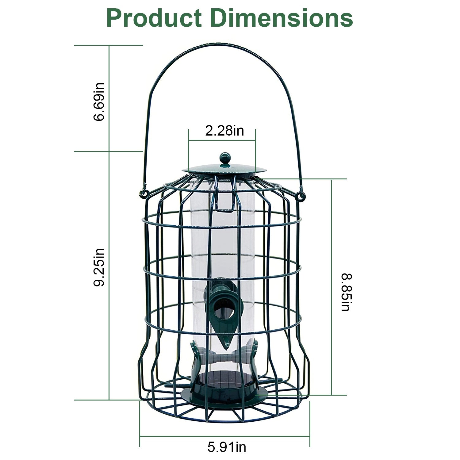 Outdoor Wild Bird Feeder Squirrel-Proof Chew-Proof Metal Hanging Seed Feeder With 4 Feeding Port For Small Songbirds