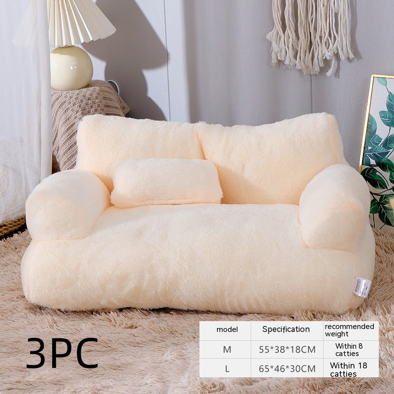 Luxury Sofa Winter Warm Pet Bed Comfortable Plush Pet Nest, M-2XL
