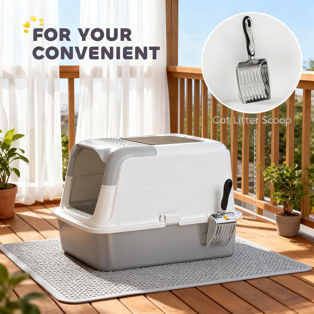 Enclosed Cat Litter Box with Scoop, Deodorizer Bag