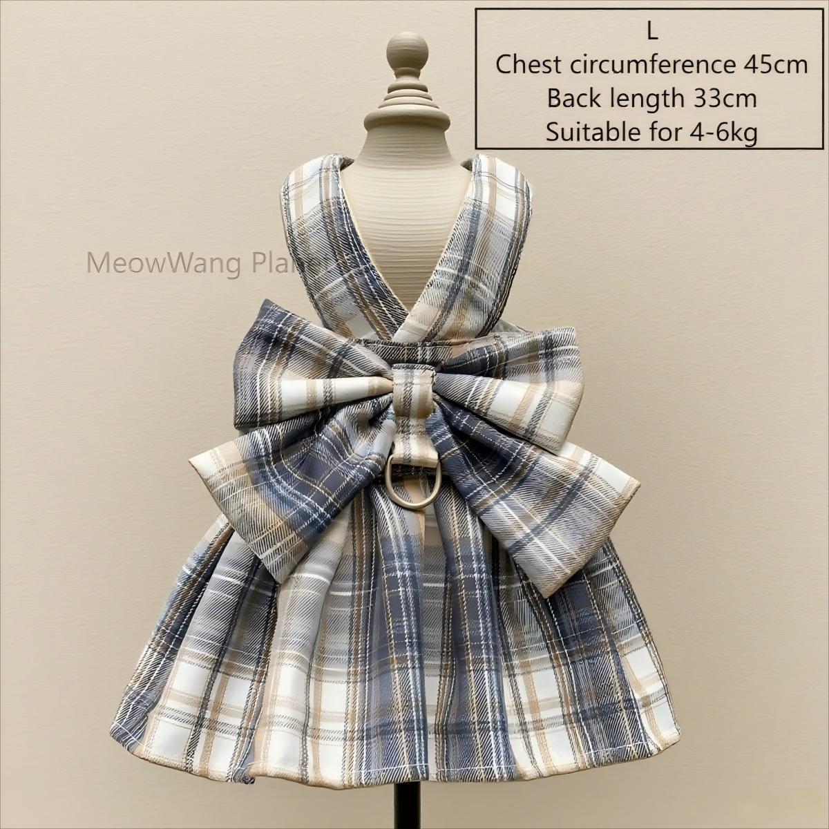 Luxury JK Plaid Pet Harness Dress And Leash Set Japanese School Uniform Vest For Cats Small Dogs Luxury Gift