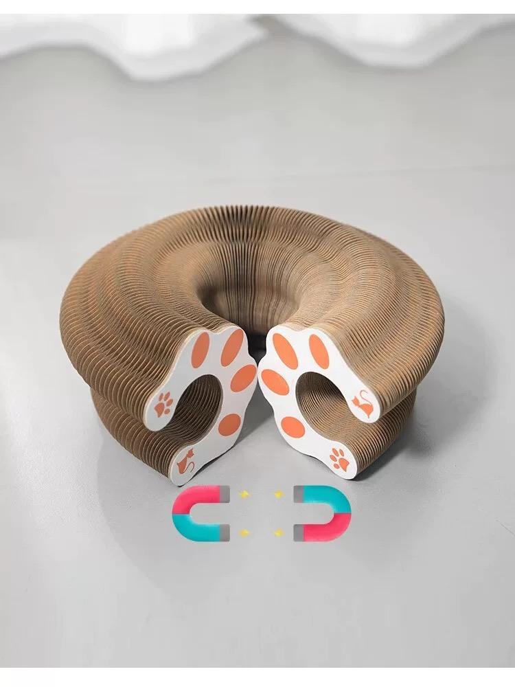 Cat Curl Scratching Board Magic Organ Cat Toy Recyclable Corrugated Cardboard Scratch-Resistant And Wear-Resistant Foldable Wood Grain Interactive Cat Scratching Toy