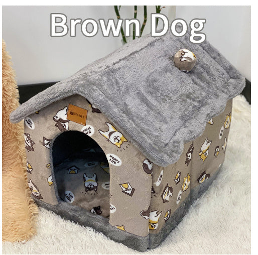 Foldable Dog Villa Bed Warm Enclosed Cave