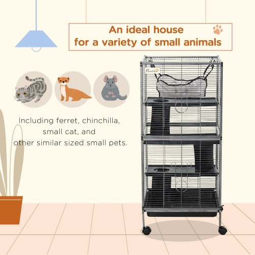 5 Tier Metal Rolling Small Animal Cage with Ramps Hammock