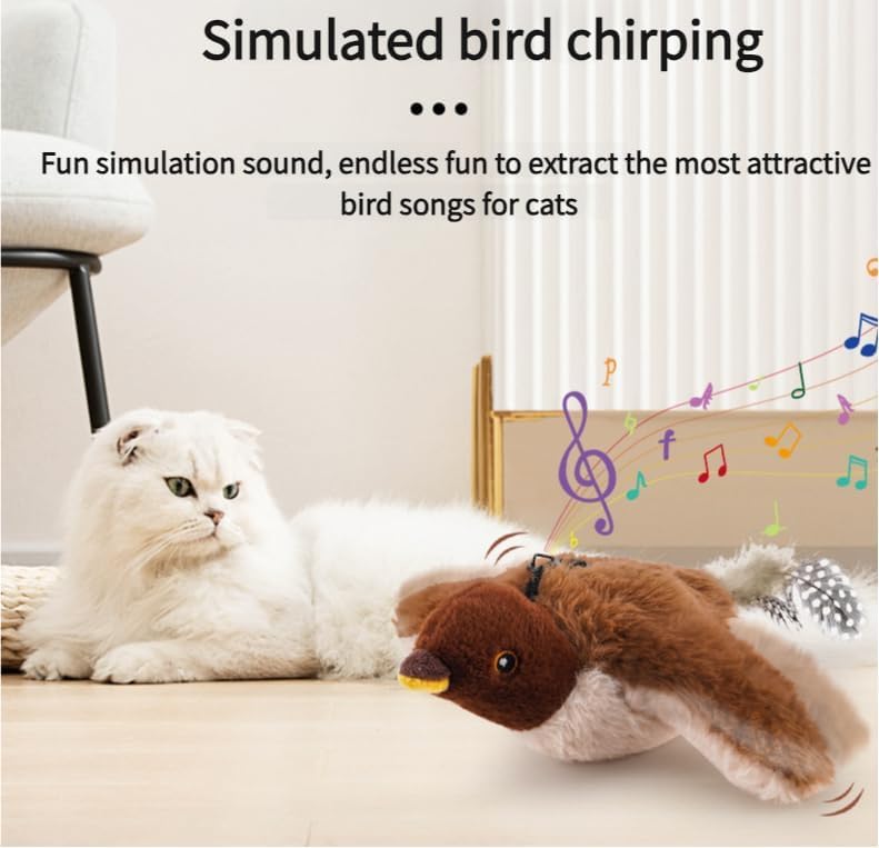 Interactive Chirping Flapping Bird Cat Toy