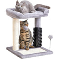 Compact Cat Tree Tower with Natural Sisal Scratching Post Plush Cat Bed Hanging Ball