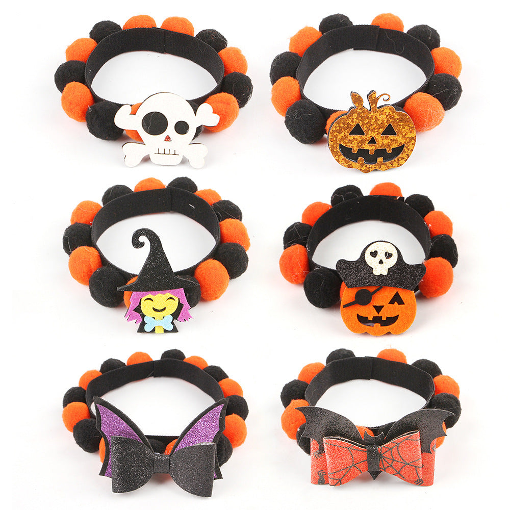 Halloween Pet Fur Collar Pumpkin Ball